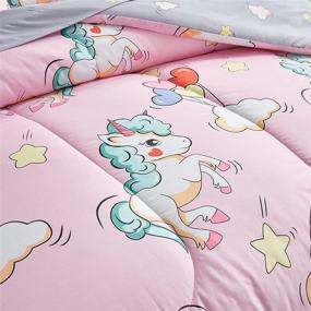 img 1 attached to 🦄 Queen Size Unicorn Pink Comforter Set for Kids Girls - 7-Piece Bed-in-a-Bag Including Soft Microfiber Reversible Comforter, 2 Pillow Shams, Flat Sheet, Fitted Sheet, and 2 Pillowcases