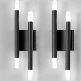 img 4 attached to 🌞 Briboom Modern Wall Sconces Set of 2 - 4-Light 12W 6000K Daylight White, Acrylic & Metal Wall Sconces Lighting in Black