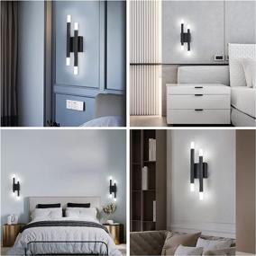 img 2 attached to 🌞 Briboom Modern Wall Sconces Set of 2 - 4-Light 12W 6000K Daylight White, Acrylic & Metal Wall Sconces Lighting in Black