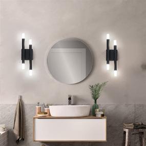 img 3 attached to 🌞 Briboom Modern Wall Sconces Set of 2 - 4-Light 12W 6000K Daylight White, Acrylic & Metal Wall Sconces Lighting in Black