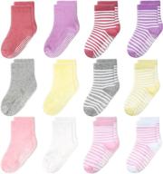 🧦 evercute non slip kids socks: 12 pack toddler boys girls anti skid crew socks, 1-9 years logo