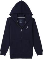 🔵 nautica boys' full zip fleece hoodie logo