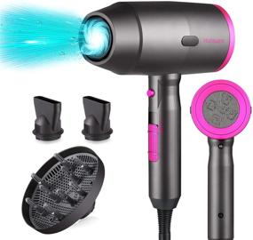 img 4 attached to 💨 1800W Professional Hair Dryer with Diffuser, Negative Ion Technology, 3 Heat/2 Speed/Cold Settings, 2 Nozzles and 1 Diffuser, for Home Salon, Travel, Pregnant Women, and Kids