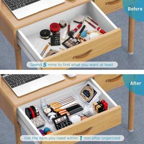 img 2 attached to 🗄️ Kootek 7-Piece Drawer Organizers - Versatile Trays for Makeup, Bathroom, Bedroom Dresser, Kitchen, and Office - Plastic Storage Bins with Vanity Dividers for Desk Drawer Container