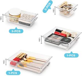 img 3 attached to 🗄️ Kootek 7-Piece Drawer Organizers - Versatile Trays for Makeup, Bathroom, Bedroom Dresser, Kitchen, and Office - Plastic Storage Bins with Vanity Dividers for Desk Drawer Container