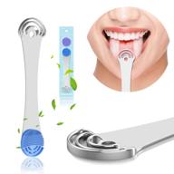 👅 premium stainless steel tongue scraper for fresh breath - adult & kids 1 pack, with 2 replaceable tongue brushes logo
