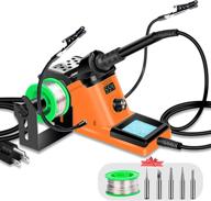 lonovo soldering iron station kit – 60w solder station with adjustable temperature range of 194℉-896℉, led display, sleep function, c/f switch, 2 helping hands, 5 additional solder tips &amp; 1 solder wire logo