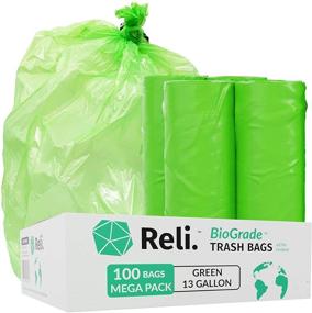 img 4 attached to 🌿 Reli. Biodegradable 13 Gallon Trash Bags: 100 Count, Green, ASTM D6954 Certified, Eco-Friendly Garbage Bags, 10-13 Gallon Capacity, Oxobiodegradable (See Product Description)