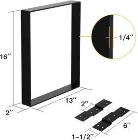 img 3 attached to 🔧 16 Inch Black Square Metal Table Legs (2PCS) - Heavy Duty Coffee Table Legs for DIYers - Mid Century Modern Furniture Legs with Screw and Bonus Rubber Floor Protectors