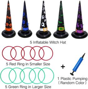 img 3 attached to 🎃 Poptrend 5PK Halloween Inflatable Witch Hat Ring Toss Game - Fun Games and Toys for Kids and Adults | Includes Air Pump - Perfect Halloween Party Decorations