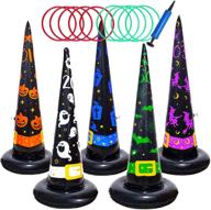 🎃 poptrend 5pk halloween inflatable witch hat ring toss game - fun games and toys for kids and adults | includes air pump - perfect halloween party decorations логотип