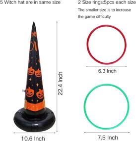 img 2 attached to 🎃 Poptrend 5PK Halloween Inflatable Witch Hat Ring Toss Game - Fun Games and Toys for Kids and Adults | Includes Air Pump - Perfect Halloween Party Decorations