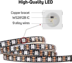 img 2 attached to 🌈 WS2812B ECO LED Strip with Chasing Effects - BTF-LIGHTING 5050SMD Individually Addressable, 3.3FT, 60Pixels/m, Flexible Black FPCB, Dream Color - Non-Waterproof, Ideal for Bedroom DIY Projects - DC5V