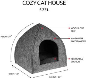 img 3 attached to BRONZEDOG Cat House Bed: Cozy Kitten Cave with Removable Cushion Pad - Perfect for Cats, Small Dogs - Cute Pet Tent Beds in Black, Gray, and Beige