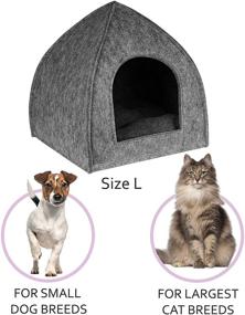 img 2 attached to BRONZEDOG Cat House Bed: Cozy Kitten Cave with Removable Cushion Pad - Perfect for Cats, Small Dogs - Cute Pet Tent Beds in Black, Gray, and Beige