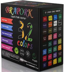 img 4 attached to 🎨 Брапорк жидкие маркеры-краски: набор из 32 цветов для табличек, досок, стекла, окон, автомобилей