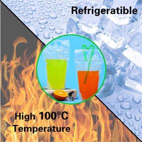 img 3 attached to 50-пакетов стоячих пакетов для напитков с переизолдовуемыми замками-молниями и пластиковой трубкой - удобные пакеты для напитков на руку.