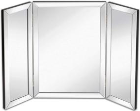 img 4 attached to 🪞 Hinged Trifold Vanity Mirror by Hamilton Hills - Beveled Edges, Wall Mountable or Tabletop Makeup Mirror 21"x30