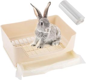 img 4 attached to Extra Large Bunny Potty Corner Toilet - 16x11.8 inches w/ Drawer + 100 Disposable Films - Ideal Rabbit Litter Box for Guinea Pigs, Galesaur, Chinchilla, Ferret & Small Animals