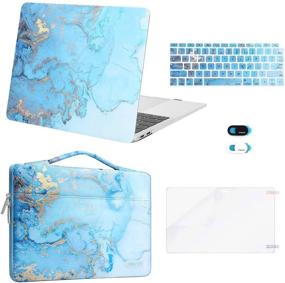 img 4 attached to 🎨 MOSISO MacBook Air 13 inch Case 2020 2019 2018 A2337 M1 A2179 A1932 - Watercolor Marble Hard Shell, Sleeve Bag, Keyboard Skin, Webcam Cover, Screen Protector - Turquoise