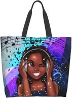👜 african american shoulder bag: stylish ezyes canvas tote for fashionable black girls logo