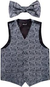 img 3 attached to 🌸 Premium Boys Classic Paisley Bow Tie and Suit Vest Set by Alizeal