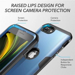 img 1 attached to 📱 YOUMAKER [2021 Upgrade] iPhone SE 2020 Case - Full Body Rugged, Built-in Screen Protector - Heavy-Duty Protection, Slim Fit Shockproof Cover for iPhone SE 2nd Gen 4.7 inch - Blue