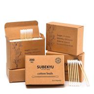 🌿 1000 count eco-friendly bamboo cotton swabs - double-headed wooden sticks for makeup and ear cleaning - white, 3 inches logo