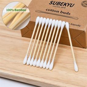 img 3 attached to 🌿 1000 Count Eco-Friendly Bamboo Cotton Swabs - Double-headed Wooden Sticks for Makeup and Ear Cleaning - White, 3 inches