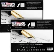 📝 u.s. art supply premium calligraphic practice paper pad - 9x12, pack of 2 - 50 sheets, 19lb bond - printed rule and slanted grid logo