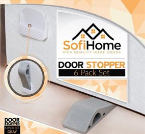 img 3 attached to 🚪 6 Pack Door Stopper Set [Bonus Holders] by SofiHome - Premium Heavy Duty Door Stop Rubber Wedge with Decorative Storage Holder - Ideal for Draft Stopping & More - The Original (6, Gray)