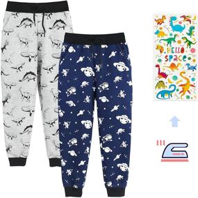 img 3 attached to 🦖 Fun and Comfy ZukoCert Boys Cartoon Print Dinosaur Cotton Jogging Pants - Sizes 3-10Y