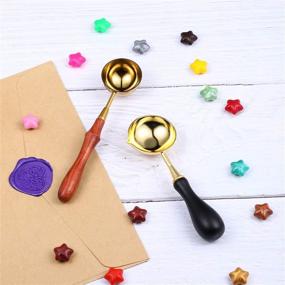 img 1 attached to 🔥 Vintage Brass Melting Spoon with Big Wooden Handle for Wax Sealing - 3-Piece Set Ideal for Envelopes, Letters & Crafts