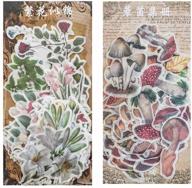 🌸 enhance your diy projects with 120pcs vintage plant washi paper stickers – flower mushroom stickers for scrapbooking, diary albums & stationery decoration logo