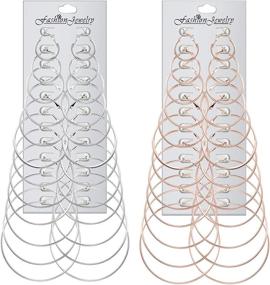 img 4 attached to 💍 FUNRUN JEWELRY 24 Pairs Oversized Hoop Earring Set for Women and Girls, Round Circle Earrings in Various Sizes (Dia 2-7.5cm)