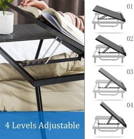 img 3 attached to Portable Laptop Desk for Bed with Adjustable Height and Cup Holder - Asltoy Foldable Lap Desk Stand, Notebook Desk Tray for Bed, Lap Tablet Stand (BK)