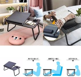 img 1 attached to Portable Laptop Desk for Bed with Adjustable Height and Cup Holder - Asltoy Foldable Lap Desk Stand, Notebook Desk Tray for Bed, Lap Tablet Stand (BK)