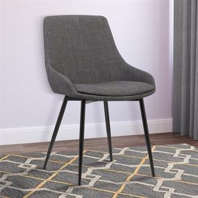 img 1 attached to Armen Living Mia Upholstered Dining Chair - Contemporary Style, Metal Legs, Charcoal Finish
