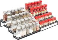 🌶️ geebobo 4-tier expandable spice rack organizer for cabinet countertop pantry cupboard (12.5 to 25" width), spice storage holder seasoning rack organizer, kitchen 4-step shelf with protective railing large size, metal, black, pack of 2 logo