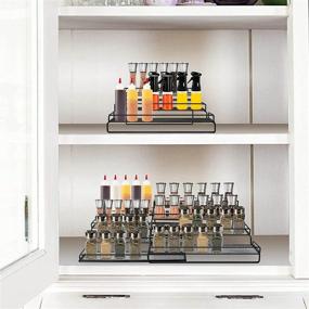 img 1 attached to 🌶️ GEEBOBO 4-Tier Expandable Spice Rack Organizer for Cabinet Countertop Pantry Cupboard (12.5 to 25" Width), Spice Storage Holder Seasoning Rack Organizer, Kitchen 4-Step Shelf with Protective Railing Large Size, Metal, Black, Pack of 2