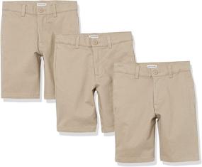 img 3 attached to Top-Quality Amazon Essentials Boys' Uniform Big Woven Flat-Front Khaki Shorts for Style and Comfort