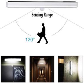 img 2 attached to 🔦 Otinlai Under Cabinet Lights, 10 LED Motion Sensor Lights - Black Warm 3 Pack: Night Light, Battery-Powered, USB Rechargeable, Stick-on Anywhere!