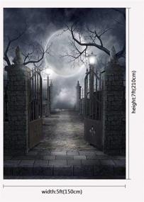 img 3 attached to 🎃 Fanghui Halloween Theme Photography Background - Spooky Dark Horror Moon and Dead Trees Party Decor Props - 5x7 ft Vinyl Backdrop