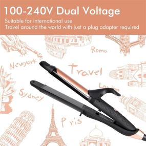 img 3 attached to 🌟 AmoVee 2 in 1 Mini Hair Straightener and Curling Iron with Black Titanium Coating, Portable and Travel Friendly, Dual Voltage, 1 Inch Width, Includes Carry Bag, in Sleek Black