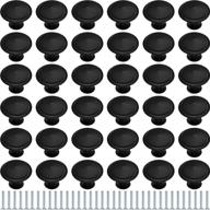 36 pack of round cabinet knobs and pulls with screws | black round drawer handles for dresser, drawers, and doors | 1.06 inch diameter logo