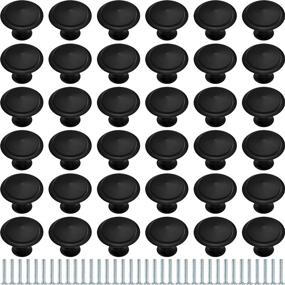 img 4 attached to 36 Pack of Round Cabinet Knobs and Pulls with Screws | Black Round Drawer Handles for Dresser, Drawers, and Doors | 1.06 Inch Diameter