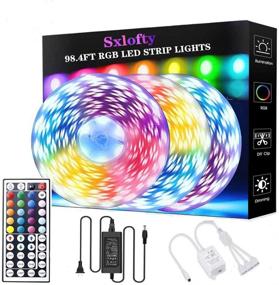 img 4 attached to 98.4FT/30M LED Strip Lights - Sxlofty RGB LED Light Strip with Color Changing LEDs, 5050 SMD Flexible Tape Light Kit for Kitchen, Home, Party - Includes 44 Keys IR Remote Controller (3x32.8FT)