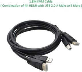 img 3 attached to 🔌 A ADWITS 6FT USB HDMI KVM Cable - Black, HDMI A Male to HDMI A Male and USB 2.0 A Male to USB 2.0 B Male