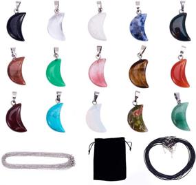 img 4 attached to 🌙 SUNNYCLUE Crescent Gemstone Pendants Necklace: Ideal for Beading and Jewelry Making