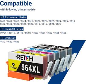 img 3 attached to 15-пакет совместимых картриджей RETCH для замены чернил для HP 564XL 564 XL, для принтера DeskJet 3520 3522, Officejet 4620, Photosmart 5520 6510 6515 6520 - Включает 3 чёрных, 3 фото-чёрных, 3 голубых, 3 пурпурных и 3 жёлтых картриджа.